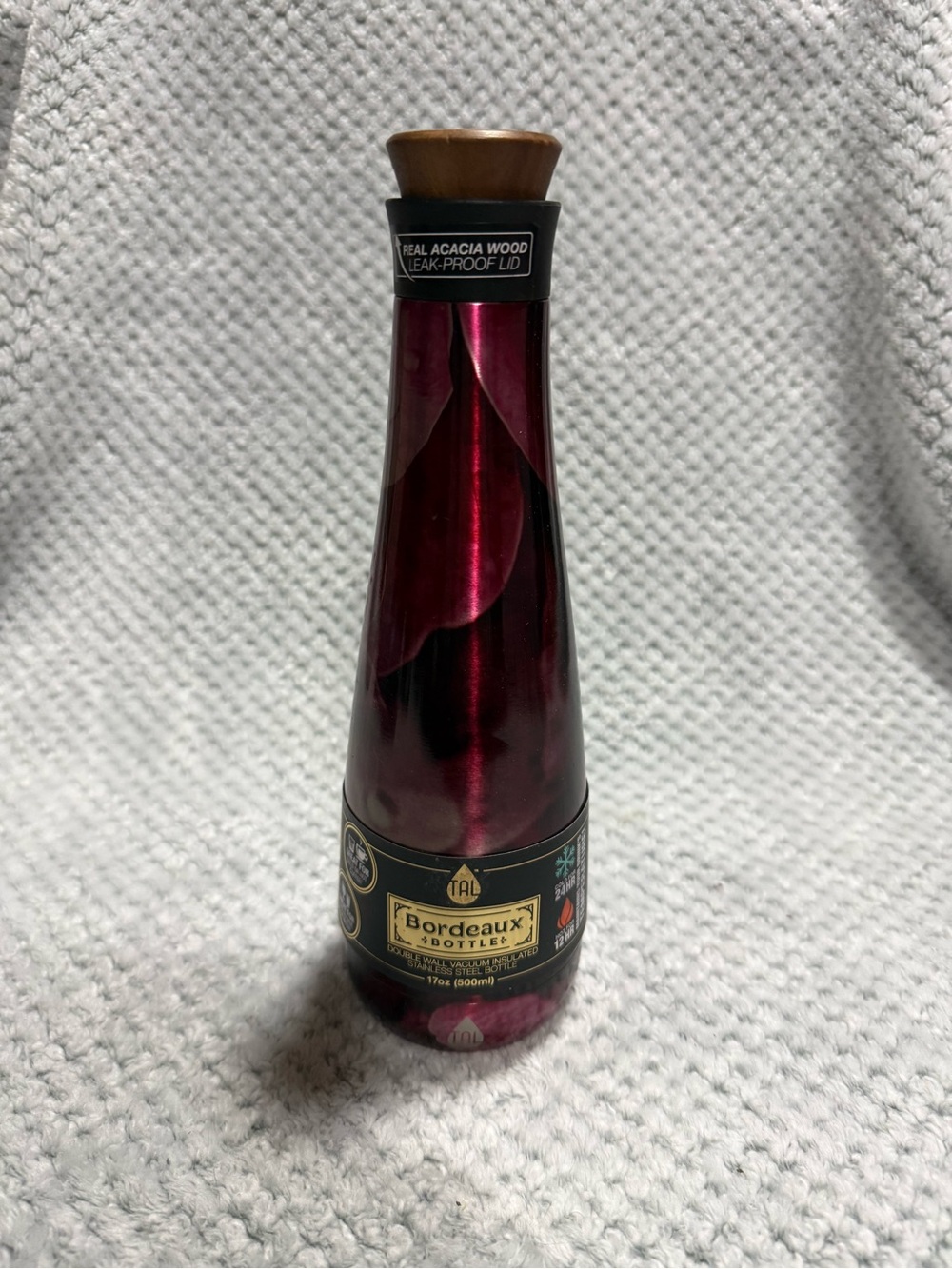 Bordeaux Bottle Insulated Wine Carafe - Metallic Burgundy